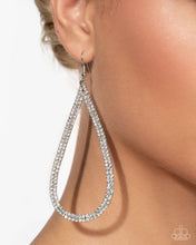 Load image into Gallery viewer, Traditional Twinkle - White Rhinestone Silver Teardrop Earrings - Paparazzi - Life of the Party December 2025