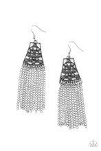 Load image into Gallery viewer, CLEOPATRAS ALLURE - SILVER GRAY BEAD FRINGE EARRINGS