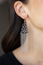 Load image into Gallery viewer, CLEOPATRAS ALLURE - SILVER GRAY BEAD FRINGE EARRINGS
