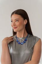 Load image into Gallery viewer, EMERALD CITY COUTURE - BLUE CHAIN PURPLE UV SHIMMER GEM SHORT NECKLACE - PAPARAZZI - LIFE OF THE PARTY JUNE 2023