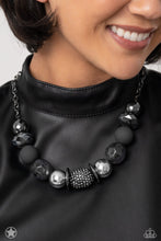 Load image into Gallery viewer, A WARM WELCOME - BLACK GUNMETAL CHUNKY BLOCKBUSTER SHORT NECKLACE - JUNE 2023 EXCLUSIVE - PAPARAZZI