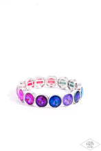 Load image into Gallery viewer, RADIANT ON REPEAT - MULTI COLOR OPALESCENT GEM SILVER STRETCHY BRACELET