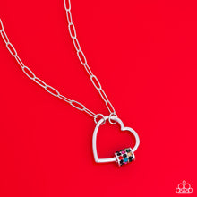Load image into Gallery viewer, AFFECTIONATE ATTITUDE - BLACK AND MULTI COLOR RHINESTONE SILVER HEART PAPERCLIP CHAIN SHORT NECKLACE - PAPARAZZI