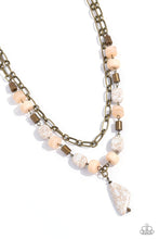 Load image into Gallery viewer, HIGH-END HABITAT - BRASS BEAD WHITE STONE Y LAYERED SHORT NECKLACE