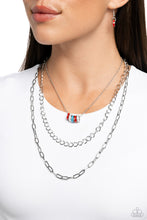 Load image into Gallery viewer, Colorful Cadet - Red White and Blue Silver Layered Short Necklace