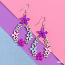 Load image into Gallery viewer, FAIRY Beautiful - Pink Purle Blue Gem Flower Silver Earrings