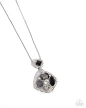 Load image into Gallery viewer, Pronged Princess - Black Smoky White Gem Silver Short Necklace