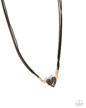 Load image into Gallery viewer, Heartbroken Bling - Black Rhinestone Gold Magnetic Heart Short Necklace