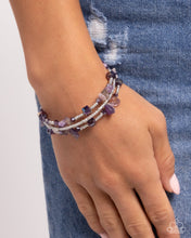Load image into Gallery viewer, Seed Bead Scene - Purple Stone Silver Coil Bracelet