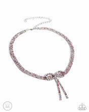 Load image into Gallery viewer, Buckingham Bow - Pink Iridescent Rhinestone Silver Short Necklace - Paparazzi - Life of the Party February 2025
