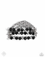 Load image into Gallery viewer, Vicious Vibe - Black Gem Silver Stretchy Bracelet - Paparazzi - Fashion Fix November 2024