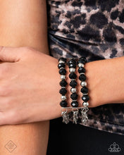 Load image into Gallery viewer, Vicious Vibe - Black Gem Silver Stretchy Bracelet - Paparazzi - Fashion Fix November 2024