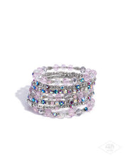 Load image into Gallery viewer, Sizzling Stack - Multi Pink Iridescent Rhinestone Bead Silver Coil Bracelet - Bring Back Exclusive