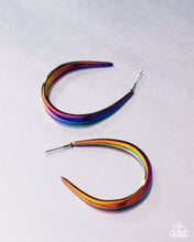 Load image into Gallery viewer, CURVE Your Appetite - Multi Oil Spill Hoop Earrings - Bring Back Exclusive