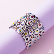 Load image into Gallery viewer, Millennial Medley - Multi Color Rhinestone Silver Stretchy Bracelet - Paparazzi - Life of the Party February 2025