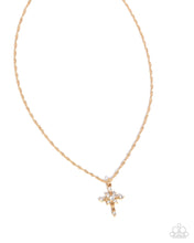 Load image into Gallery viewer, Graceful Glory - Gold Cross White Rhinestone Short Necklace