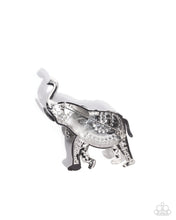 Load image into Gallery viewer, Elephant Embrace - Red and White Rhinestone Silver Brooch