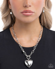 Load image into Gallery viewer, Heartfelt Hangout - Silver Puffy Heart Toggle Short Necklace