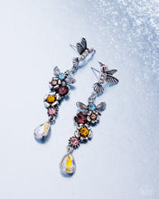 Load image into Gallery viewer, Hummingbird Hallmark - Multi Iridescent Rhinestone Silver Post Earrings - Paparazzi