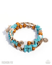Load image into Gallery viewer, Spirited Sequence - Gold Turqoise Brown Bead Coil Bracelet - Paparazzi - Fashion Fix April 2026