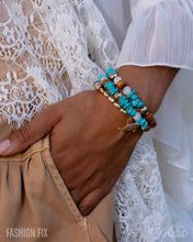 Load image into Gallery viewer, Spirited Sequence - Gold Turqoise Brown Bead Coil Bracelet - Paparazzi - Fashion Fix April 2026