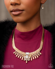Load image into Gallery viewer, Over The Top Opulence - Gold Franco Chain White Gem Short Necklace - Paparazzi - Fashion Fix April 2026