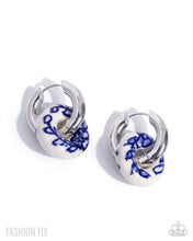 Load image into Gallery viewer, Comfortable Cruise - Blue Ceramic Bead Silver Hinge Hoop Earrings - Paparazzi - Fashion Fix April 2026
