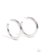 Load image into Gallery viewer, Sleek Spotlight - Silver Hoop Earrings
