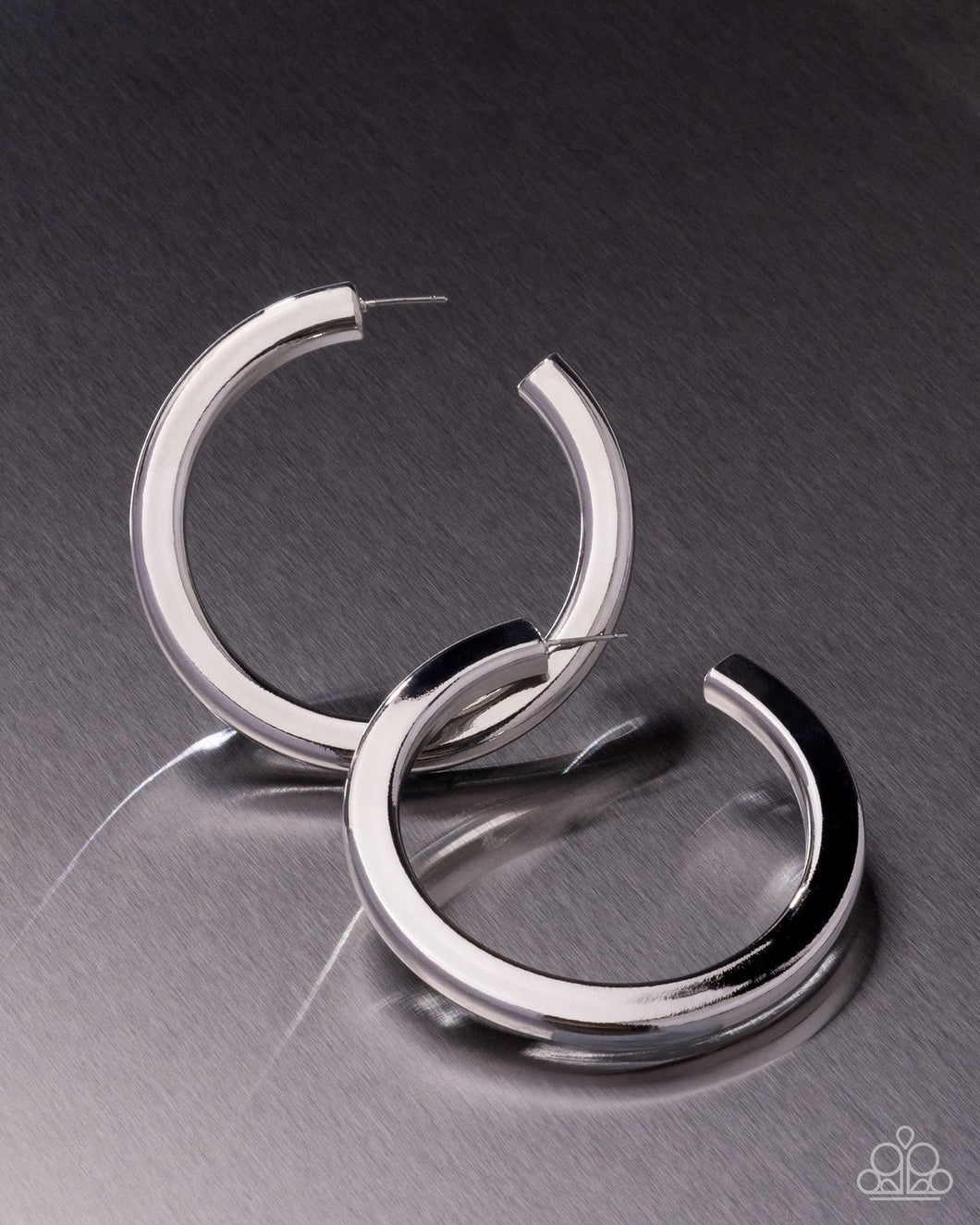 Sleek Spotlight - Silver Hoop Earrings