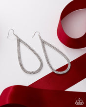 Load image into Gallery viewer, Traditional Twinkle - White Rhinestone Silver Teardrop Earrings - Paparazzi - Life of the Party December 2025
