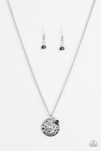 A SHOW OF GOOD FAITH" PURPLE NECKLACE & EARRING SET