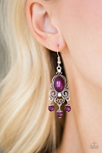 PAPARAZZI VINTAGE VAULT "I BETTER GET GLOWING" PURPLE EARRINGS