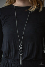 Load image into Gallery viewer, Diva In Diamonds - White Rhinestone Silver Circle Tassel Pendant Necklace

