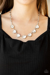 Star Quality Sparkle - White Rhinestone Silver Necklace