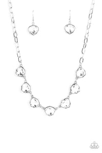Star Quality Sparkle - White Rhinestone Silver Necklace
