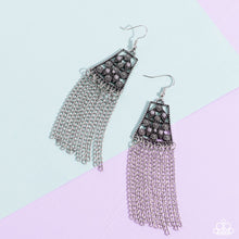 Load image into Gallery viewer, CLEOPATRAS ALLURE - SILVER GRAY BEAD FRINGE EARRINGS
