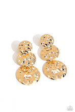 Load image into Gallery viewer, Triple Threat Texture - Gold Hammered Circle Post Earring
