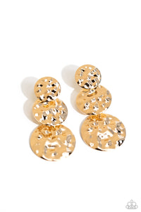 Triple Threat Texture - Gold Hammered Circle Post Earring