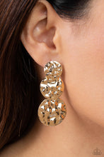 Load image into Gallery viewer, Triple Threat Texture - Gold Hammered Circle Post Earring
