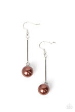 Load image into Gallery viewer, PEARL REDUX - BROWN PEARL SILVER DROP EARRINGS
