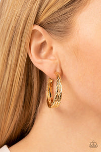 CONTOUR DE FORCE - GOLD HOOP EARRINGS - PAPARAZZI