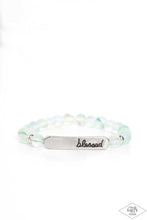 Load image into Gallery viewer, BORN BLESSED - MULTI BLUE STONE SILVER &quot;BLESSED&quot; STRETCHY BRACELET - PAPARAZZI
