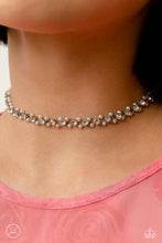 Load image into Gallery viewer, CLASSY COUTURE - WHITE PEARL AND GEM SILVER CHOKER NECKLACE - PAPARAZZI - LIFE OF THE PARTY JUNE 2023
