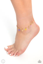 Load image into Gallery viewer, SMILEY SENSATION - GOLD SMILEY FACE ANKLET - PAPARAZZI
