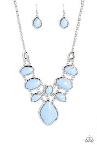 DREAMILY DECKED OUT - BLUE BEAD SILVER SHORT NECKLACE - PAPARAZZI