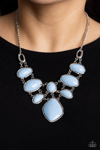 DREAMILY DECKED OUT - BLUE BEAD SILVER SHORT NECKLACE - PAPARAZZI