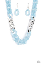 Load image into Gallery viewer, CURB YOUR ENTHUSIASM - BLUE ACRYLIC SILVER LINK NECKLACE - PAPARAZZI
