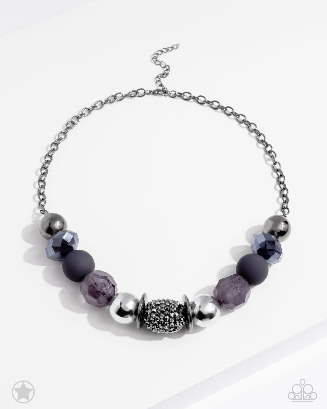 A WARM WELCOME - BLACK GUNMETAL CHUNKY BLOCKBUSTER SHORT NECKLACE - JUNE 2023 EXCLUSIVE - PAPARAZZI