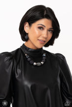 Load image into Gallery viewer, A WARM WELCOME - BLACK GUNMETAL CHUNKY BLOCKBUSTER SHORT NECKLACE - JUNE 2023 EXCLUSIVE - PAPARAZZI
