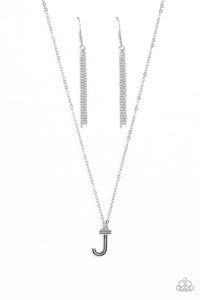 "LEAVE YOUR INITIALS" SILVER "J" NECKLACE & EARRING SET